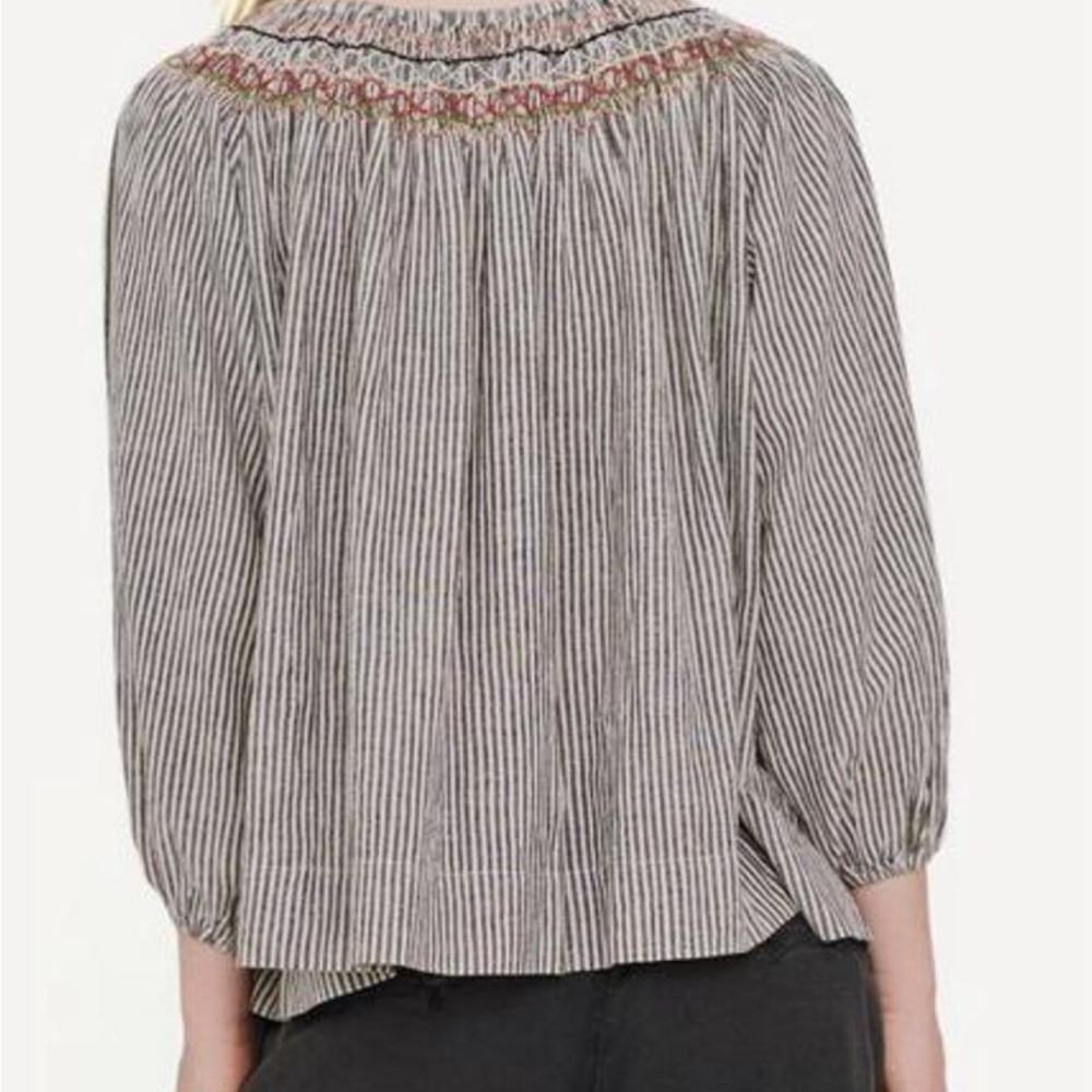 The Great Ruched Gray The Rail Vista Striped Top size XS 295 MSRP - Picture 3 of 11